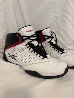 Reebok Men’s White Black Red High-Top Athletic Shoes
